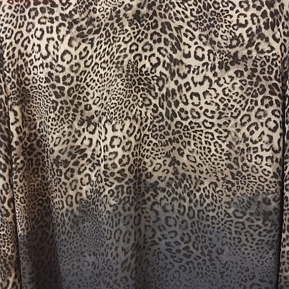 Vince Camuto Women's Leopard Print Sheer 100% Polyester Blouse - Blk & Grey Sz L - Picture 4 of 11